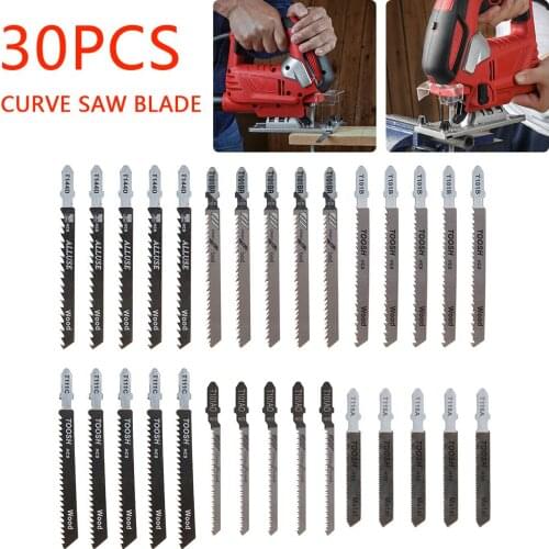 30Pcs Jig Saw Blade Jigsaw Blades Set Metal Wood Assorted Blades Woodworking T144D/T244D/T118A/T111C Power Tool Saw Blade