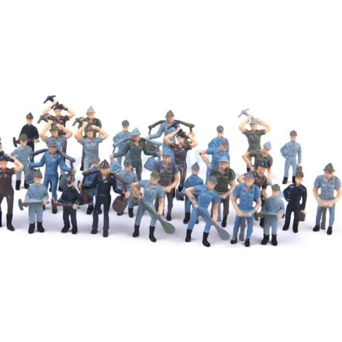 Painted Mixed Model Train Railway Worker People Figures 1:42 Scale 50pcs