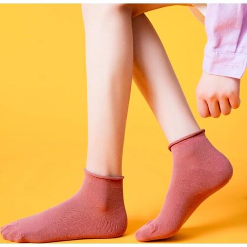 2021 New Japanese Harajuku Womens Socks 5 Pairs Cotton Summer Breathable Mesh Fashion Casual candy color curling Socks Thin