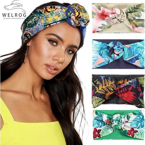 New Boho Floral Printing Turban Headband for Women Hairband Flower Wire Headbands Adjustable Head Band Bandana Hair Accessories