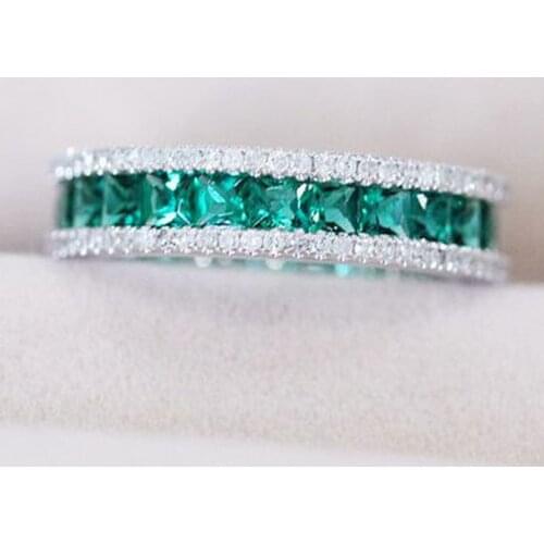 Green Zircon Stone Silver Plated Wedding Engagement Rings for Women Fashion Jewelry 2019 Mothers Day Gift 2019