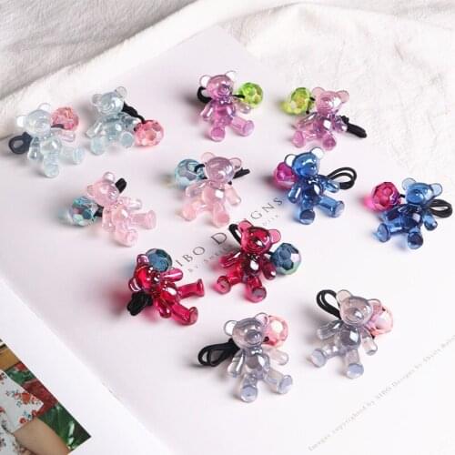 2PCS New Lovely Bright Flicker Bear Princess Headwear Kids Elastic Hair Bands Baby Headdress Children Ropes Girls Accessories