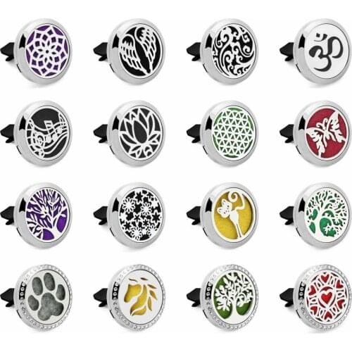 Drop shipping 30mm Car Clip Vent Aromatherapy Locket 316L Stainless Steel 30mm car Diffuser Locket free 10 pads