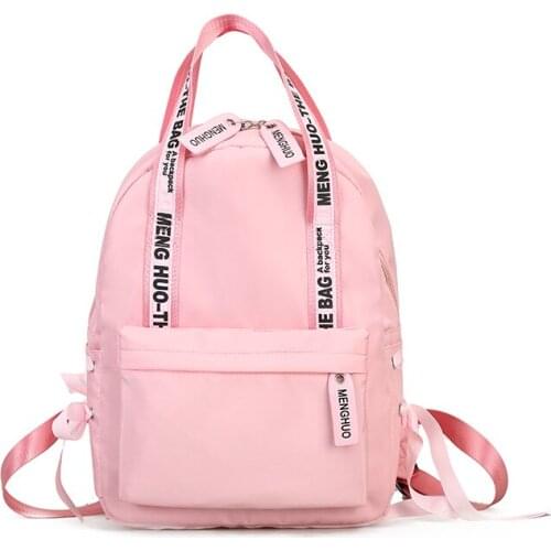 Pink Backpacks Women Preppy School Bags For Teenagers Female Nylon Travel Bags Students Mochila Girls Bowknot Backpack