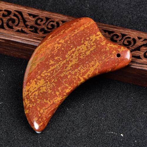 Red Bian Stone Gouache Scraper Natural Stone Guasha Board Facial Eye Body Scraping Massage Acupuncture Therapy Spa Health Care
