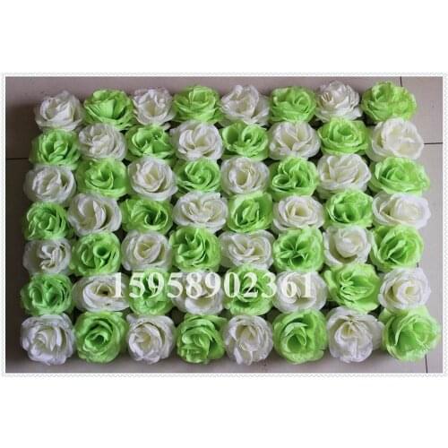 SPR EMS Free Shipping mix green & ivory Artificial silk rose flower wall wedding background arrangement decoration