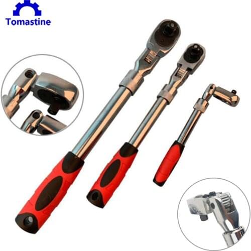 72 Teeth 1/4 1/2 3/8 Telescopic Ratchet Spanner Automatic Quick Release Adjustable 90 Degrees Scaffold Handle Ratchet Wrench Set