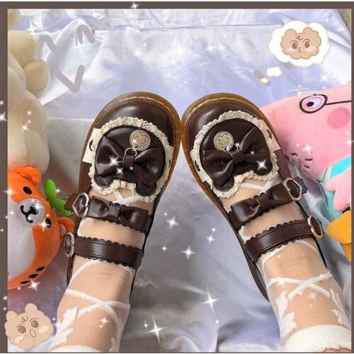 Spring Lovely Bear Maid Lolita Female Low heel Shoes Cosplay Soft Sister Round Toe Party Princess JK Mary Jane Shoes 5 Colors