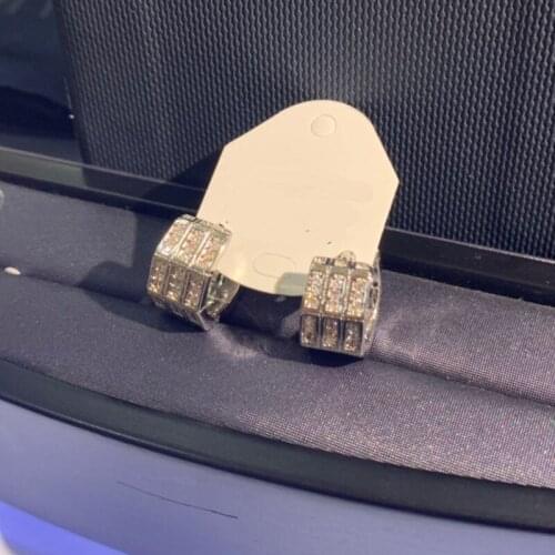 UMGODLY Fashion Earrings Silver Color White Sliding Mana Single 3-layer Inlaid Six Sides Zircon Clip Earring Fashion Jewelry