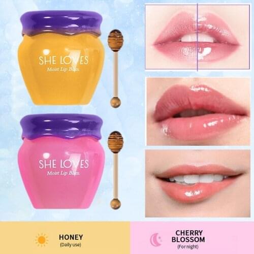 Honey Sakura Flavour Moisturizing Lip Mask Day Night Repair Canned Honey Nourishing Natural Prevent Dry Crack Moistened TSLM1