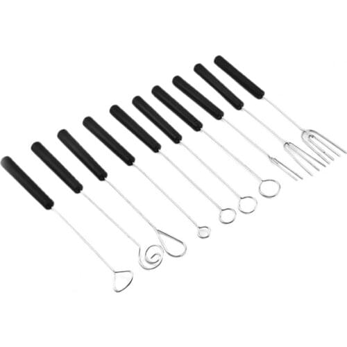 10Pcs/Set Chocolate Dipping Forks Anti-rust DIY Decorating Tools Stainless Steel Baking Supplies Barbecue Forks for Home