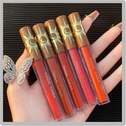 VONGEE 5 Colors Chinese Style Lip Glaze Set Velet Matte Silky Lipstick Waterpro Lip Gloss Long Lasting Sexy Red Lip Makeup TSLM2