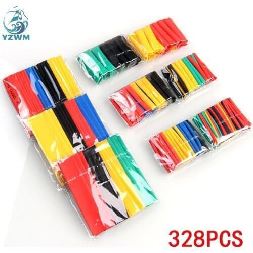 YZWM 328pcs Heat Shrinkable Tube Insulation Shrinkable Sleeve Electrical Thermoplastic Tube Transparent Wire and Cable Set