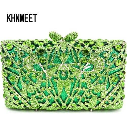 Green Luxury Evening Bag Ladies Party Clutch Bag Women Prom Purse Pochette Wedding Bride Bag SC312
