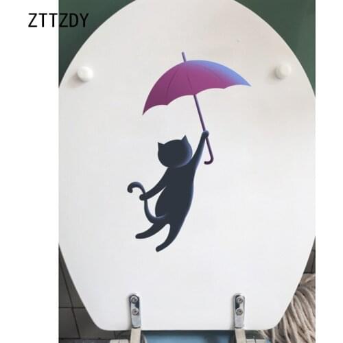 ZTTZDY 14.4*23CM Silhouette Of Dream Cartoon Cat Toilet Decal Wall Sticker Bedroom Decoration T3-0078