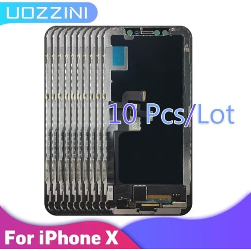 10 PCS 100%Tested Oled For iPhone X Screen LCD Display Touch Screen Digitizer Assembly For iPhone X LCD display+Tempered Film