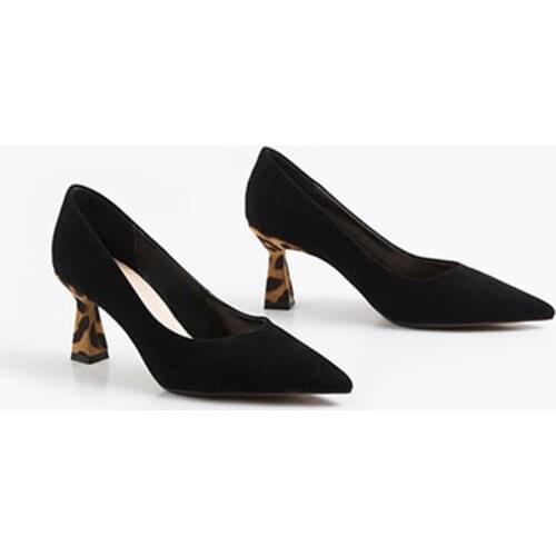 2021 New Fashion Womens Shoes Luxury Brand Pumps Genuine Leather Ladies High Heels Hot Sell Pointed Toe Pumps Popular Hoof Heel