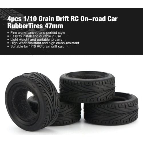 4pcs 1/10 Medium Grain Drift RC On-road Car Tyre RubberTire Tyre 44cm/47mm/49cm for Wheels Traxxas Tamiya HPI Kyosho Racing HSP