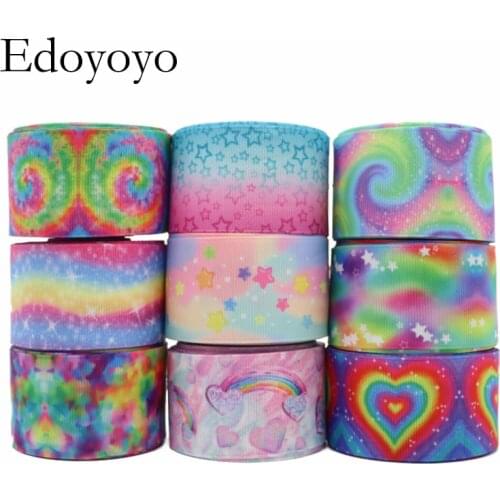 5 Yards 1.5'' 38MM Rainbow printing Printed Grosgrain Ribbons For Hair Bows DIY Handmade Materials Y2020090401