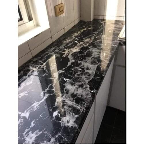 DIYOMG Black Marble Paper Granite Wallpaper Self Adhesive Counter Top Removable Film Vinyl Peel-Stick Bachsplash Shelf Liner