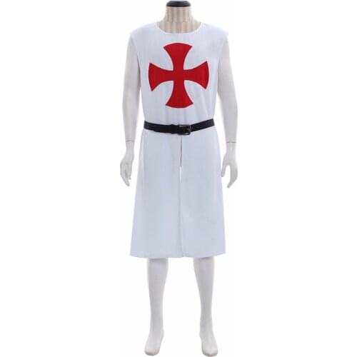 Cosplaydiy Whole Sale Medieval St George Knight Crusader Fancy Dress Costume Knight Tunic With Maltese Cross L0516