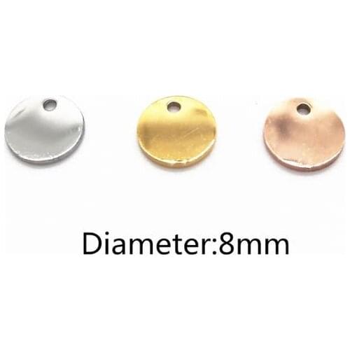 ELANUOYY20pcs/lot Stainless Steel Blank Charm Necklace Pendant Round Charm