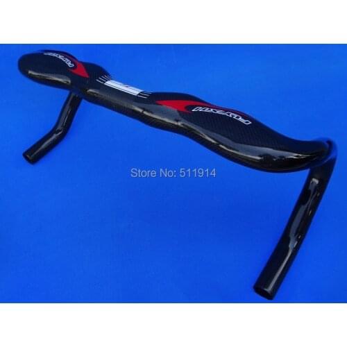 FLYXII Brand New Full Carbon Glossy Road Bike Bicycle Handlebar (red/white/black) HB-011