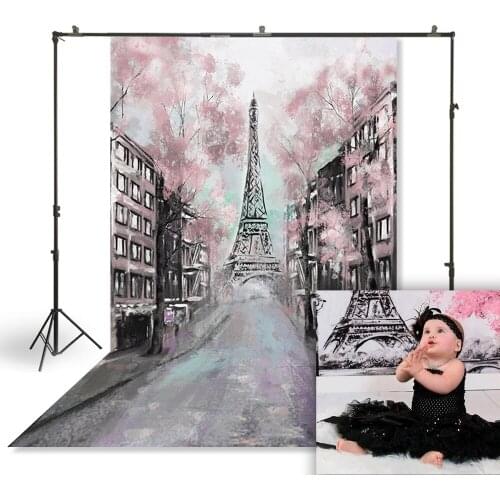 HUAYI Photography Backdrop Watercolor Painted Tower Photo Background Studio Newborns Birthday Baby Shower Party Backdrop XT-5473
