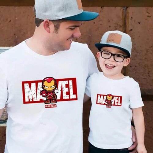 Mens T-shirts Hero American Movie Marvel T Shirt Father Sons Girls Cool Summer Tees Family Matching Outfits Short Sleeve Tops