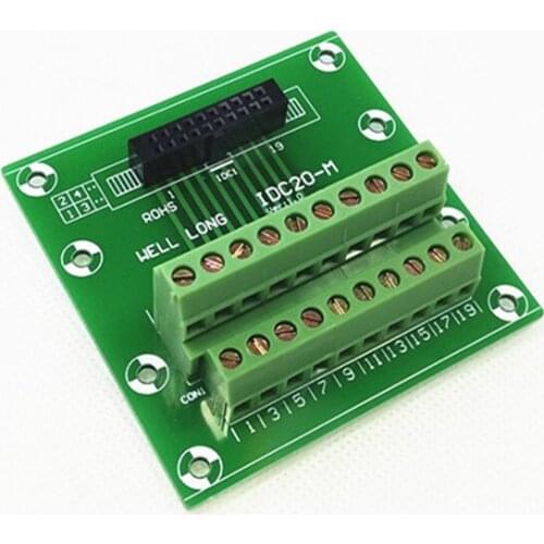 IDC20 2x10 Pins 2.54mm Female Header Breakout Board, Terminal Block, Connector