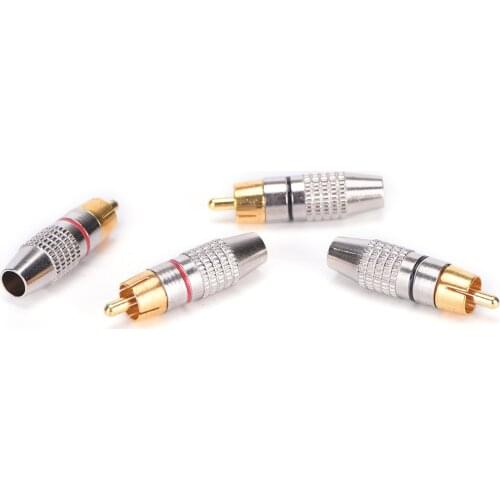 JETTING New 4pcs RCA Male Plug Solder Audio Video Cable Adapters Connector Gold Plated