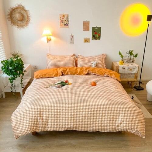 Japanese Duvet Cover Set 175x220 Pillowcase 3Pcs,200x230 Quilt Cover,Extra Large,Orange Bedding Set