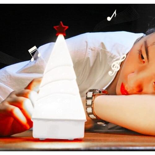 Creative Music Christmas Tree Night Light Silicone Colorful Night Lamp Tap To Change Color Best Children Christmas Gift
