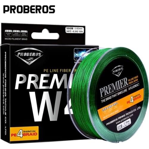 PROBEROS 500M fishing line 4 Weaves Green/Gray/Red/Blue/Yellow PE Line available 6LB-100LB Braided Line Diameter 0.10mm-0.6mm
