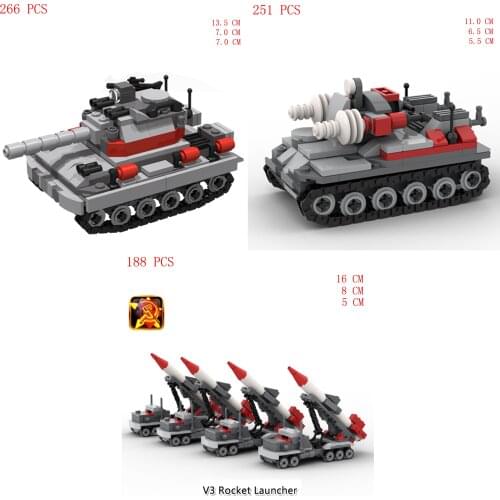 Hot military WWII technic Soviet Union army weapons Rhino Magnetic tank V3 Rocket launcher vehicles blocks moc model bricks toys