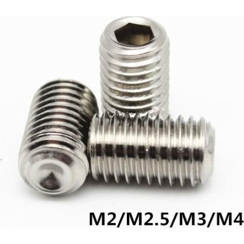 M2/M2.5/M3/M4 DIN916 GB80 Set Screw 304 Stainless Steel Inner Hex Hexagon Socket Concave Point End Grub Screws