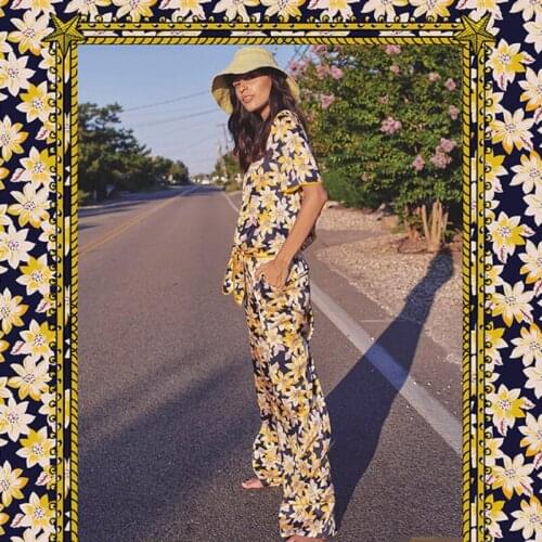 Fashion week stretch satin fabric meter summer brand digital printing fabric satin dress handmade DIY fabric wholesale cloth