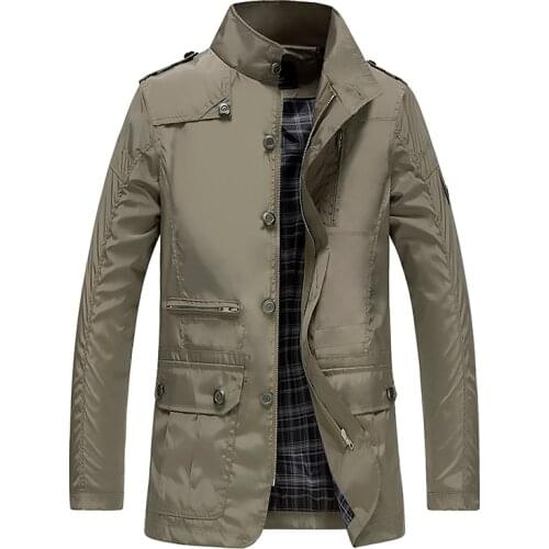 Outerwear Baggy Varsity Streetwear Jacket Classic Long Men Trench Coat for Summer Thin Male Casual Khaki Zipper 2021 Windbreaker