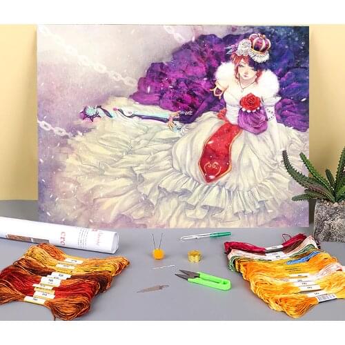 Cartoon Girl Woman Printed 11CT Cross Stitch Kit DIY Embroidery DMC Threads Handmade Painting Handiwork Hobby Gift Different