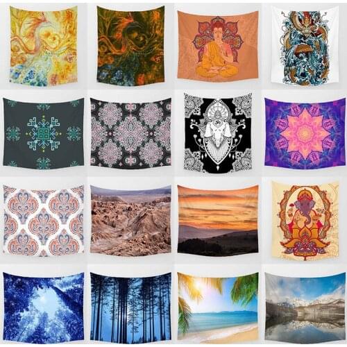 Abstract graphic sea beach sunshine blue forest geometry wall art tapestry small rectangle wall hanging tapestry