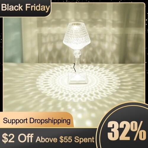 Desk Night Light USB Crystal Projector Atmosphere Led Table Lamp Room Decor Nights Lamp Lights For Bedroom Home Decoration