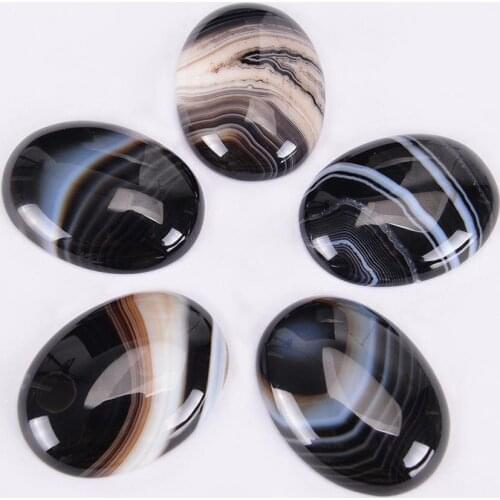 Natural Stone Black Veins Agates Cabochon Bead for DIY Ring Pendant Earrings Jewelry Accessories Flatback Stripe Beads J022