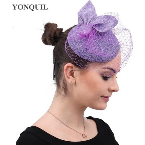 New Vintage Bride Wedding Mesh Fascinator Headband Hat Imitation Sinamay Fedora Caps Elegant Womens Velling Headpiece Hair Clips