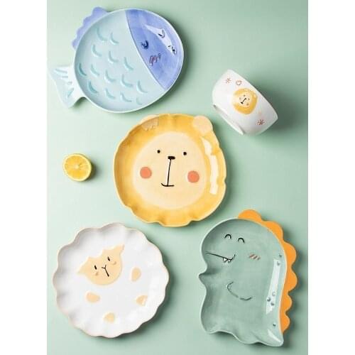 2021 New Cartoon Ceramic Tableware Cute Children Creative Family Animal Plate
