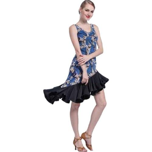 LP-1706 New Latin dance costumes practice slanting dresses Adult female rumba cultivate ones morality practice dress for party