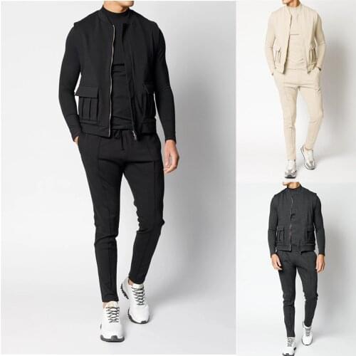 New fashion leisure 3 pieces/set of mens jogging suit running jogging suit Fashion black exercise suit in 2020