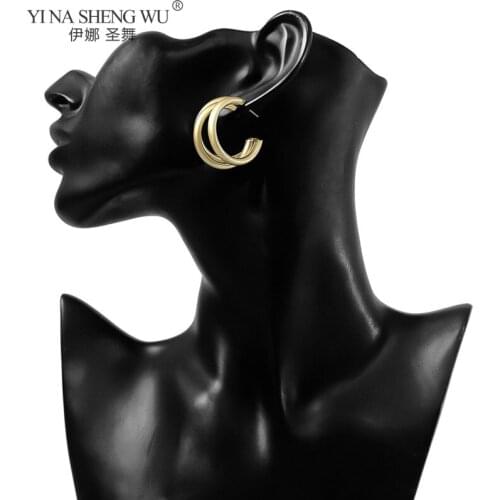 Punk Fashion Rock Gold Color Circular Earrings Trendy Link Chain Earcuffs Statement Earrings for Women Party Jewelry Accessories