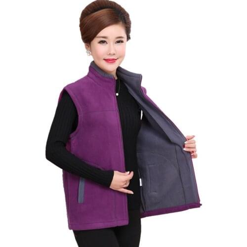 2019 Autumn Winter Vest Middle-Aged Women Plus Size Warm Fleece Vest Womens Stand collar Fashion Casual Coat Female 5XL PZ1304