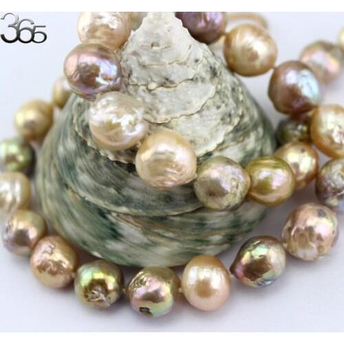 10-12mm Colorful Genuine Natural Freshwater Edison Reborn Round Large Pearl Bead Clasp Necklace 18inch Free Shippi