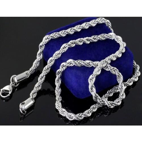 Lot 5pcs on sale stainless steel twisted chain link necklace thin jewelry 4mm 21.6'' for mens for fit pendant
